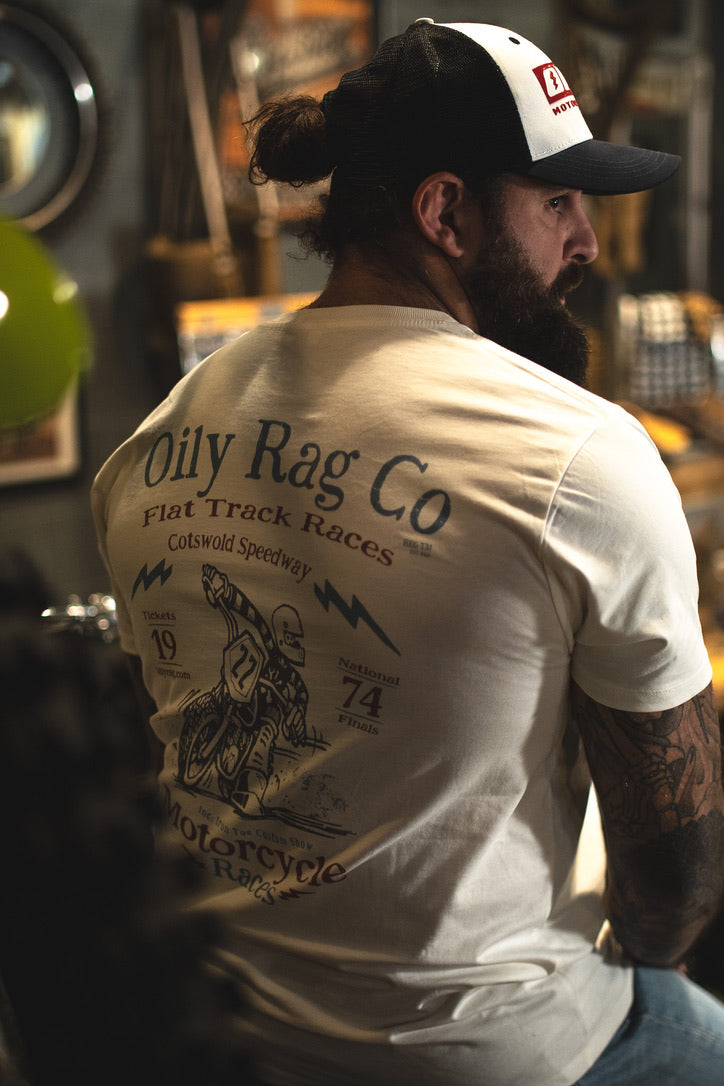 Cotswold Speedway Flat Track T-shirt - Back Print - Urban Style collection - Off White