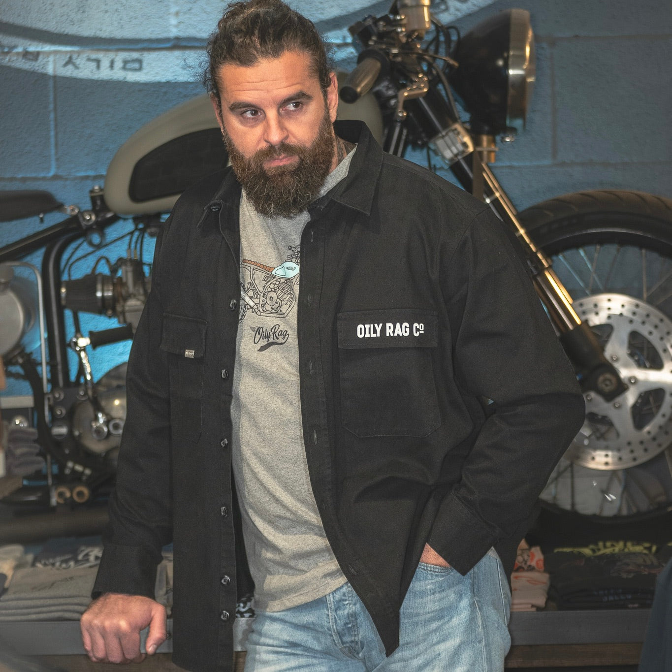 Oily Rag Co Motorcycles Drill Shirt - Black