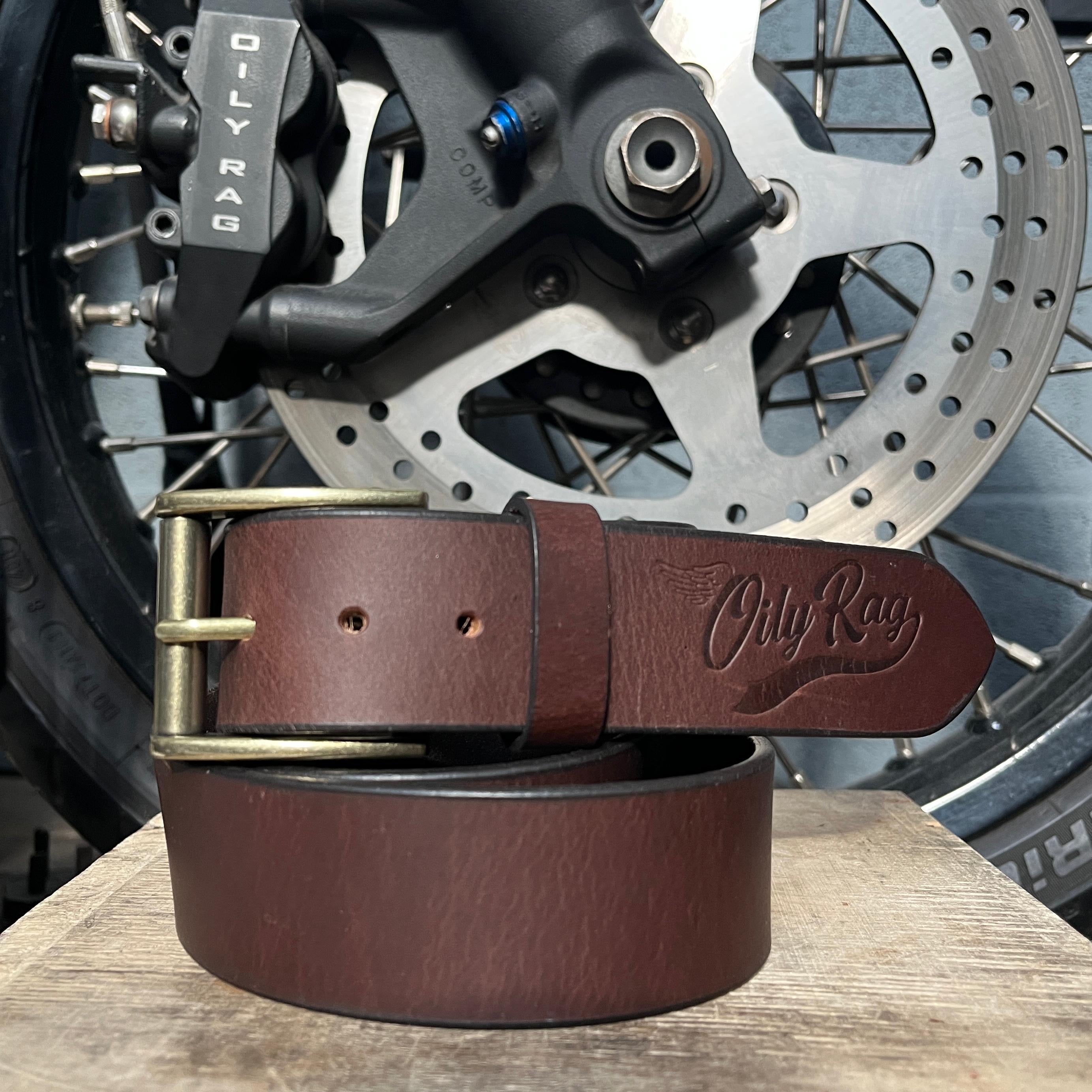 Oily Rag Co Mens Branded Leather Belt - Brown Leather | Oily Rag Co