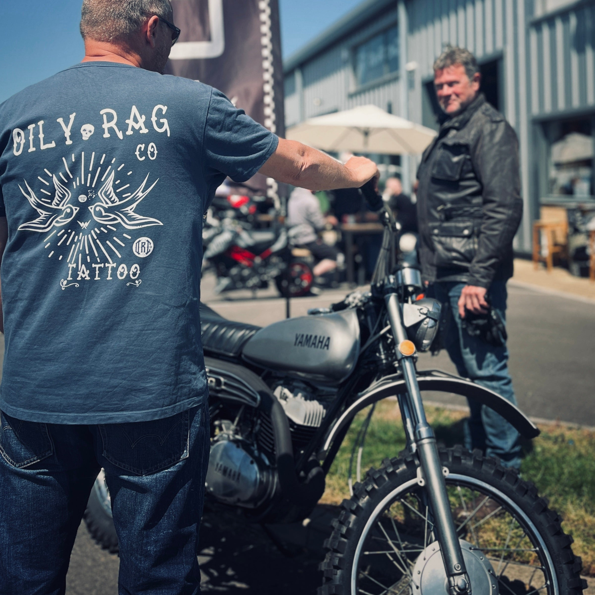 Oily Rag Co Tattoo T-shirt - Back Print - Denim Blue
