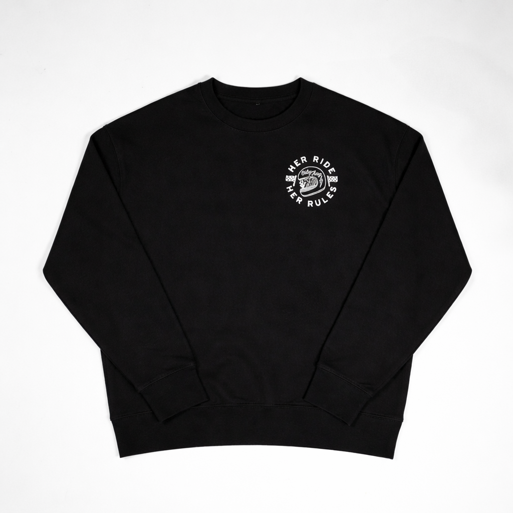 Her Ride Her Rules Crew Sweat - Black