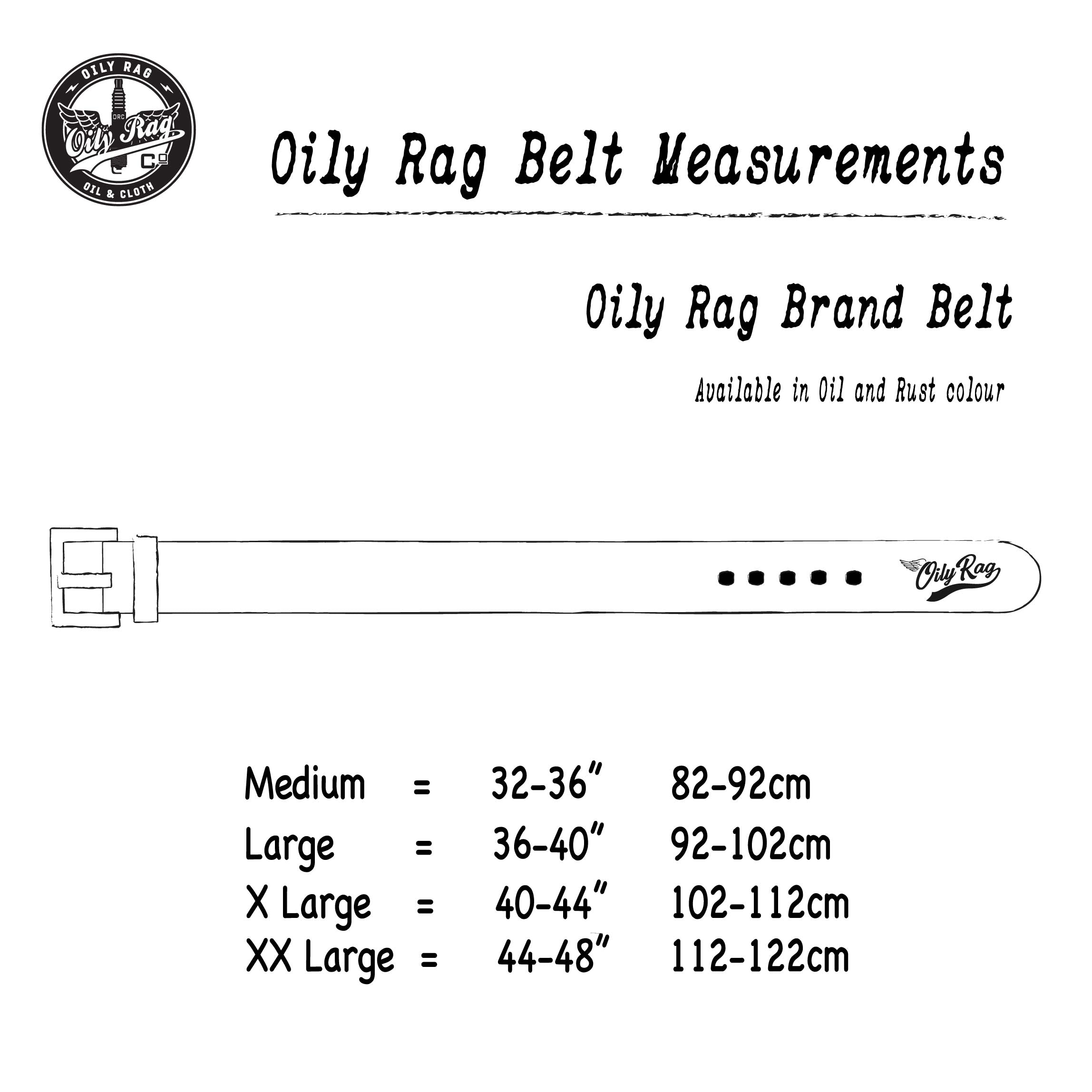 Oily Rag Co Mens Branded Leather Belt - Brown Leather