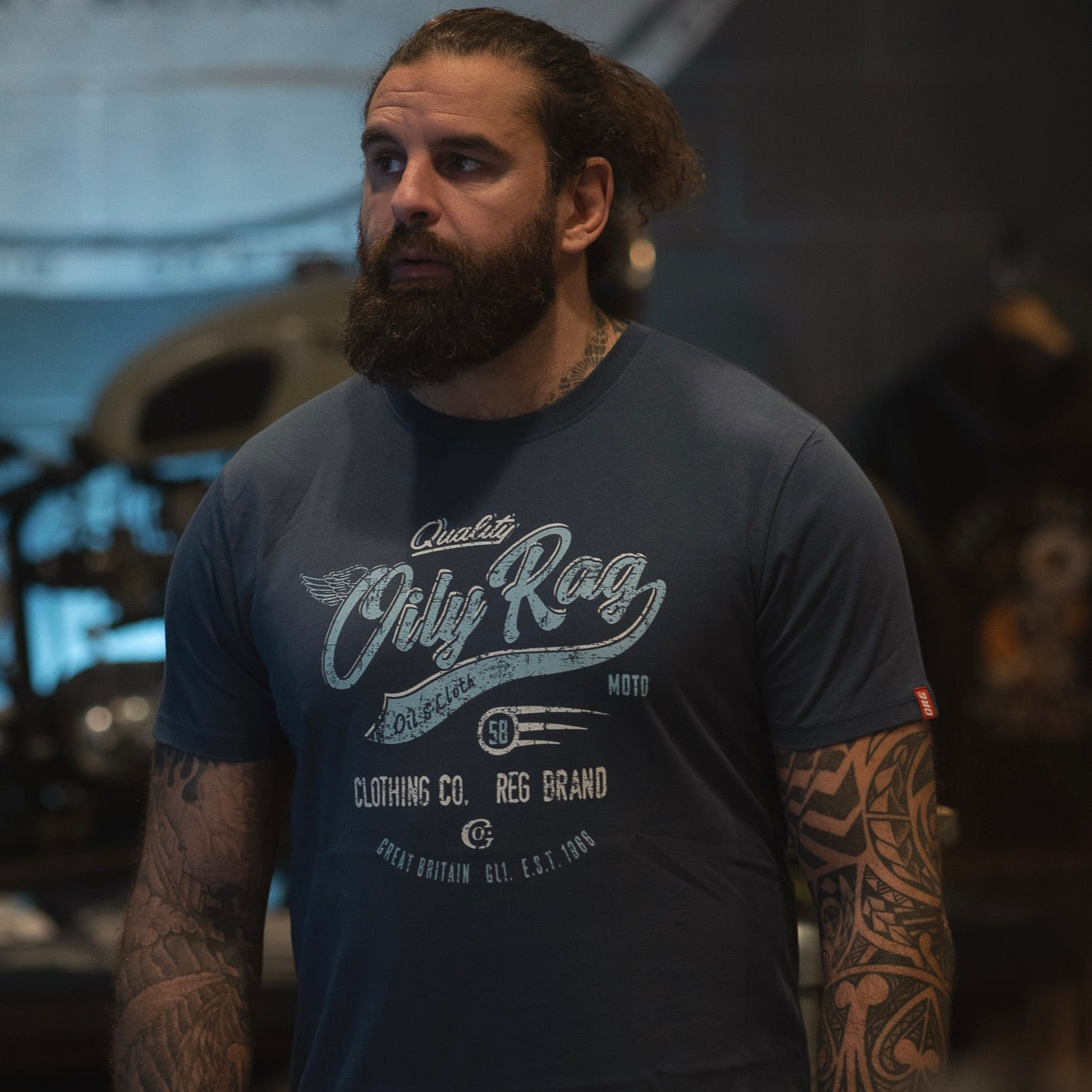 Oily Rag Co Moto Brand T-shirt - Denim Blue - Urban Style collection