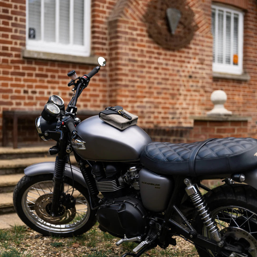 Canvas & Leather Tank Bag - Small - Slate Grey & Black