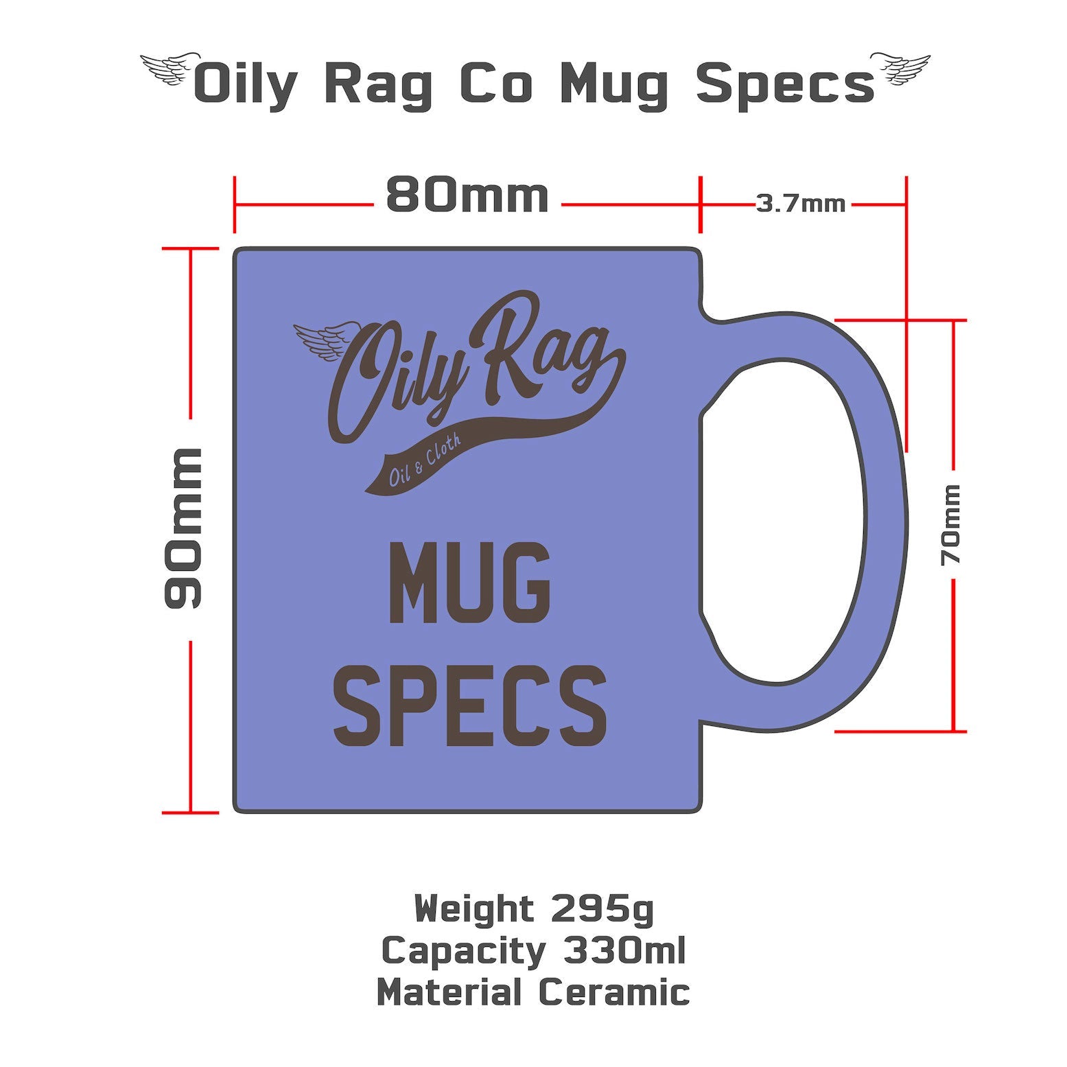 Oily Rag Co Brand (Blue) Mug + Free coaster