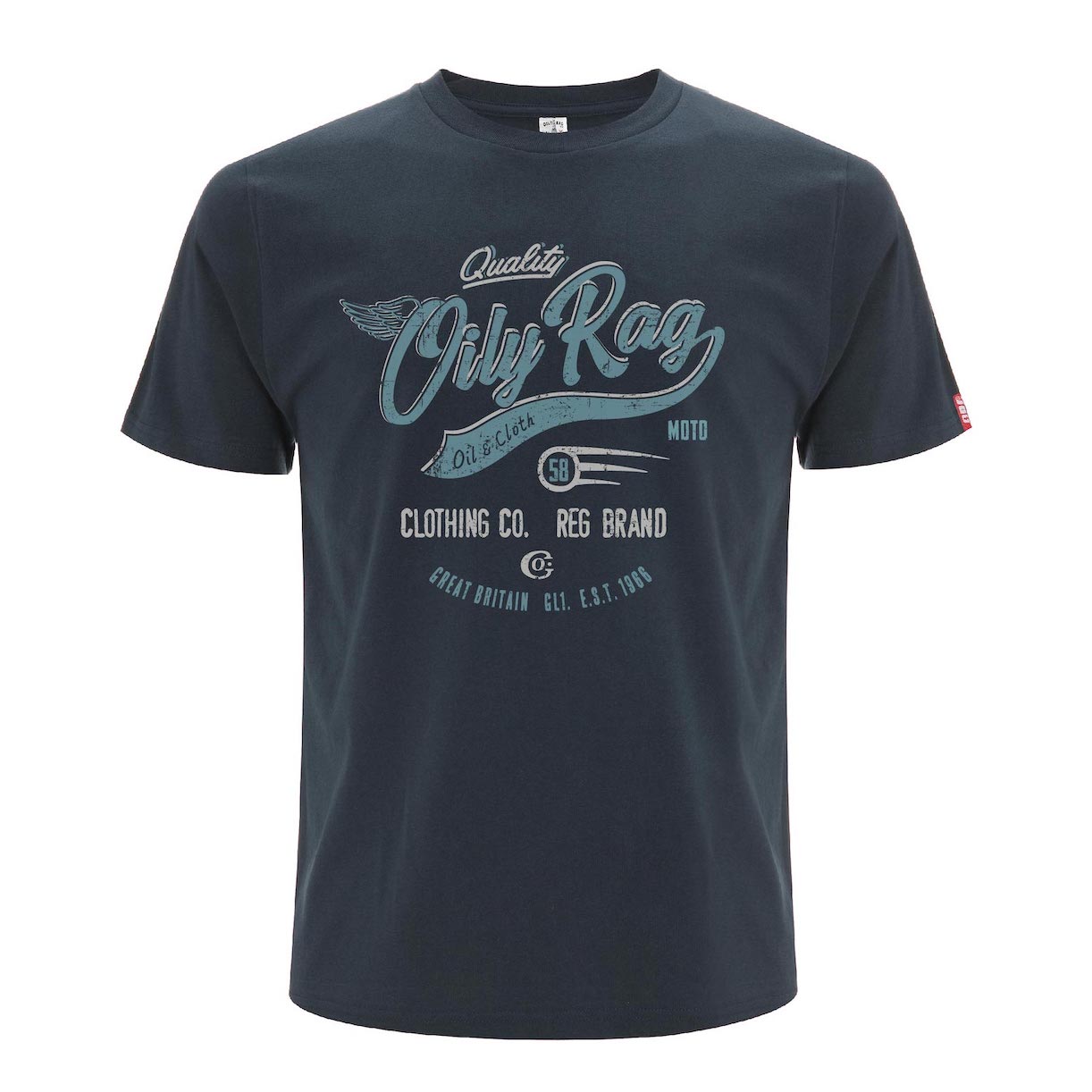 Oily Rag Co Moto Brand T-shirt - Denim Blue - Urban Style collection | Oily Rag Co
