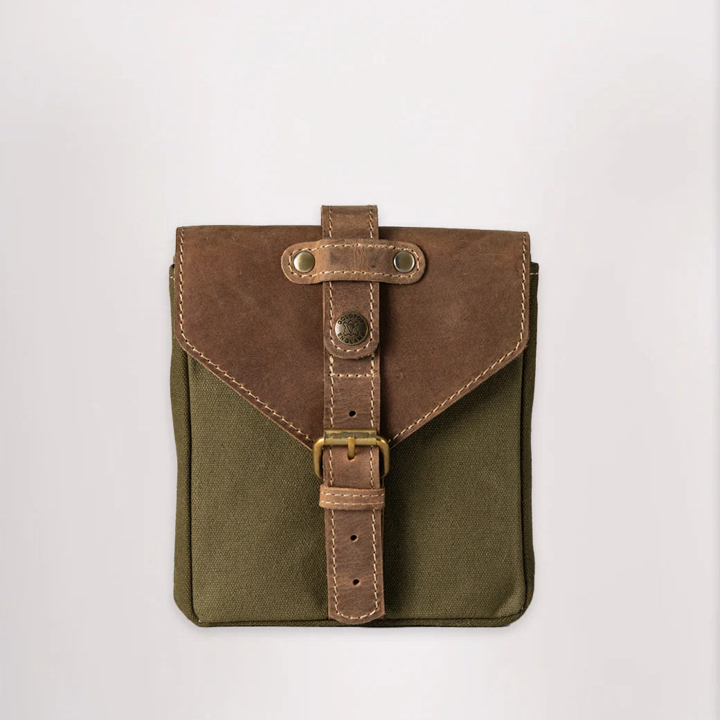 Canvas & Leather Tank Bag - Small - Olive Green & Light Tan