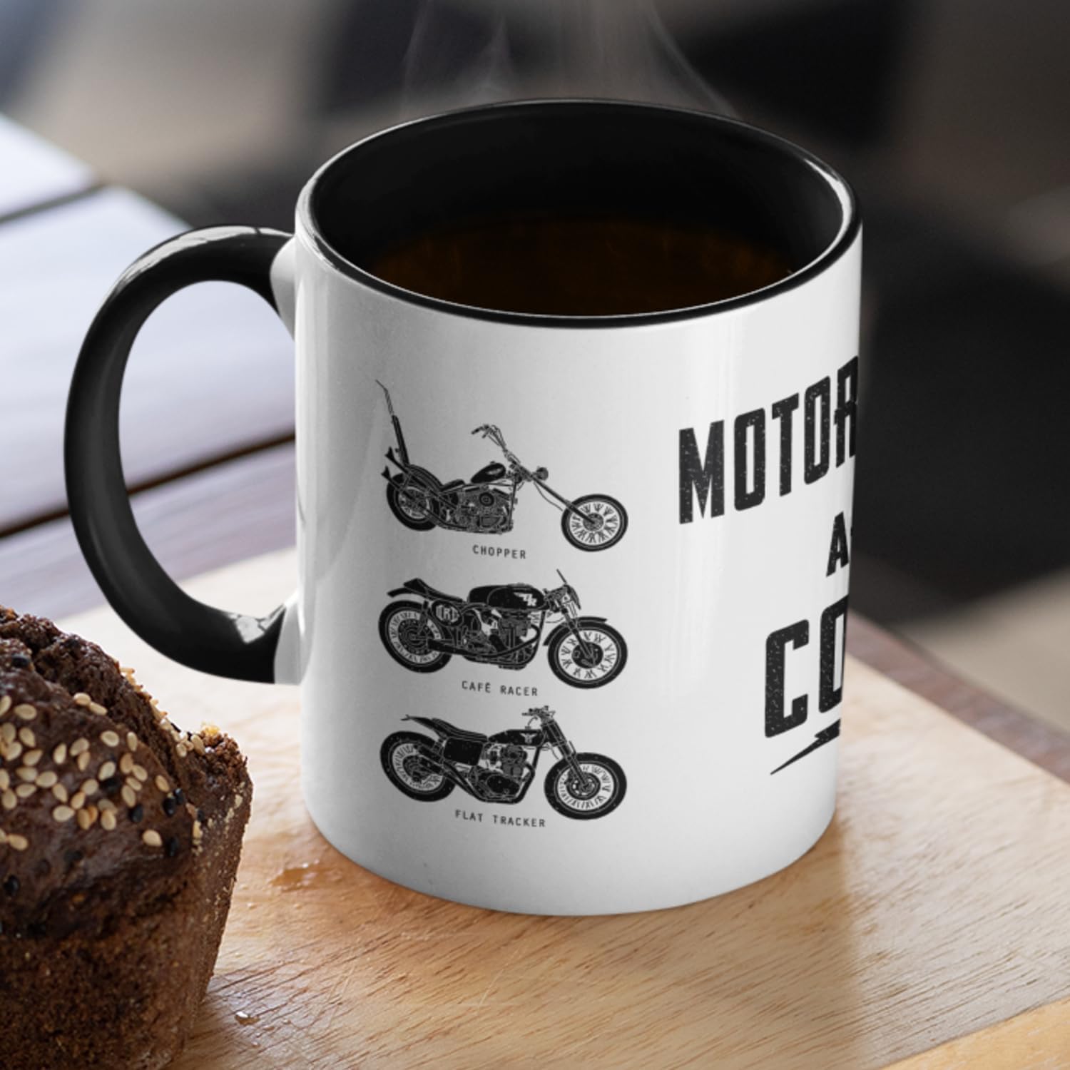 Motorcycles are Cool Mug. Print on 3 sides. + Free coaster