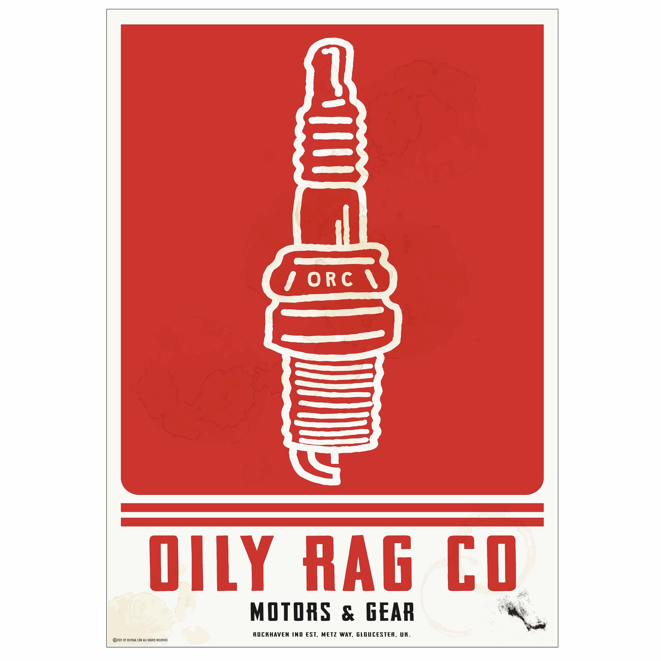 Oily Rag Co Spark Plug Poster Print-Size A1 841mm x 594mm | Oily Rag Co