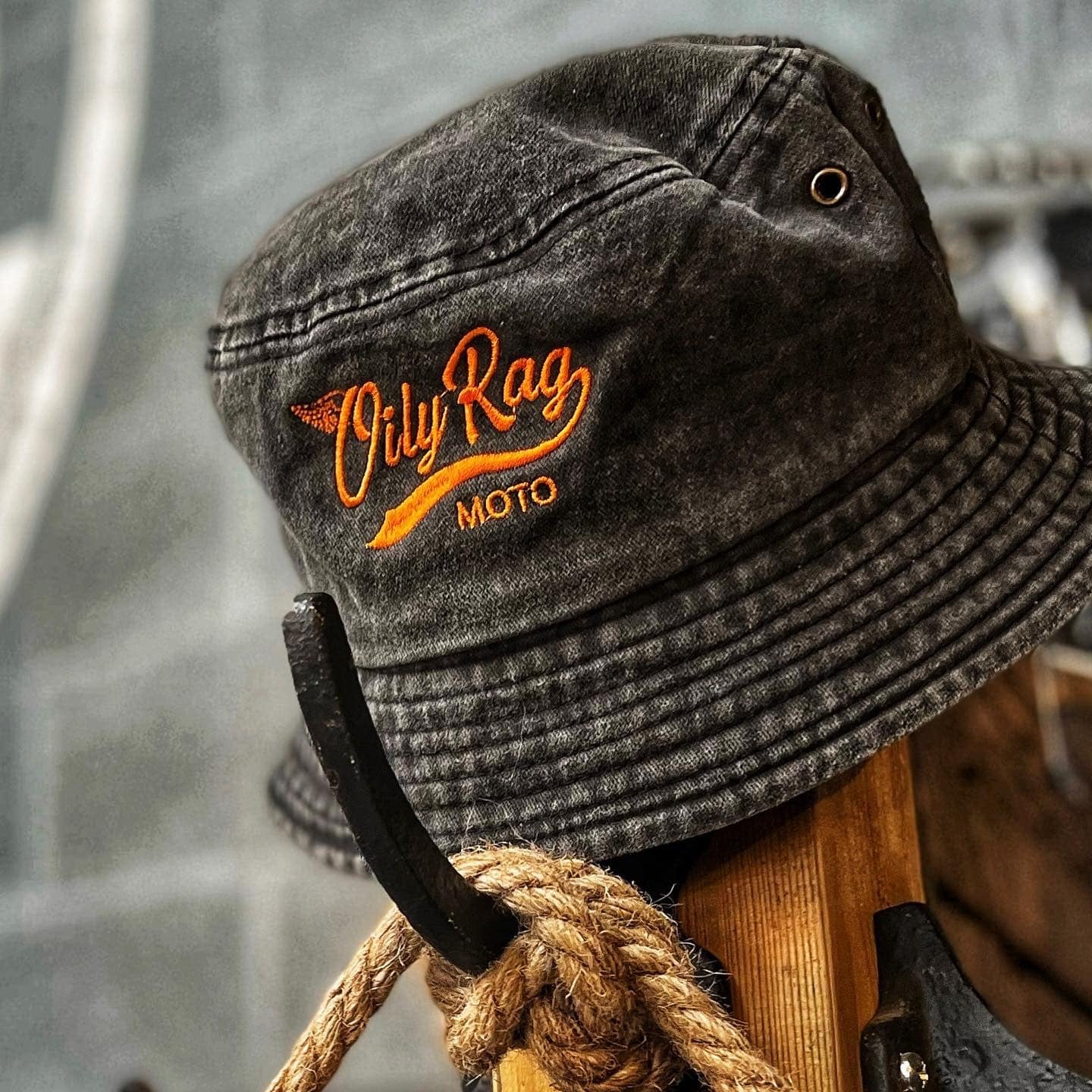 Oily Rag Moto Bucket Hat - Vintage Black