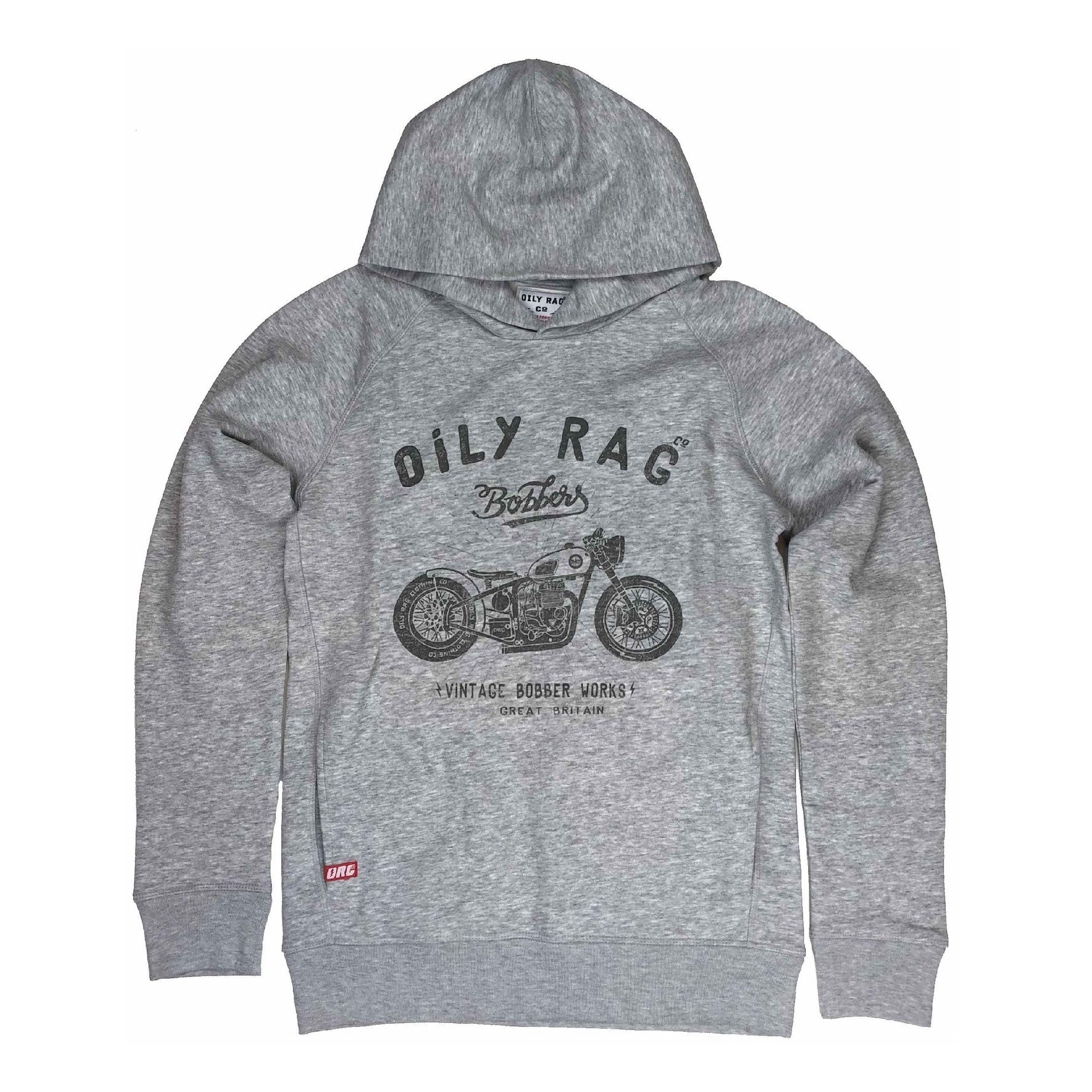 Bobber Works Pullover Unisex Hoodie - Grey Heather | Oily Rag Co