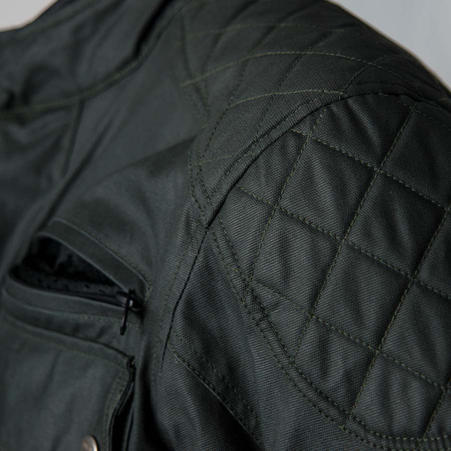 ByCity Mens Belfast Green Waxed Cotton Motorcycle Jacket
