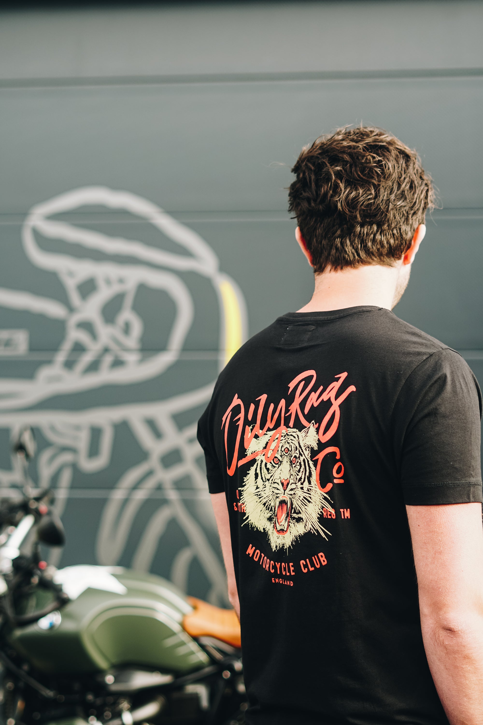 Motorcycle Club Tiger T-shirt - Back Print - Black - Black Label Collection