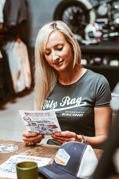 Bonneville Racing T-shirt - Back Print - Charcoal