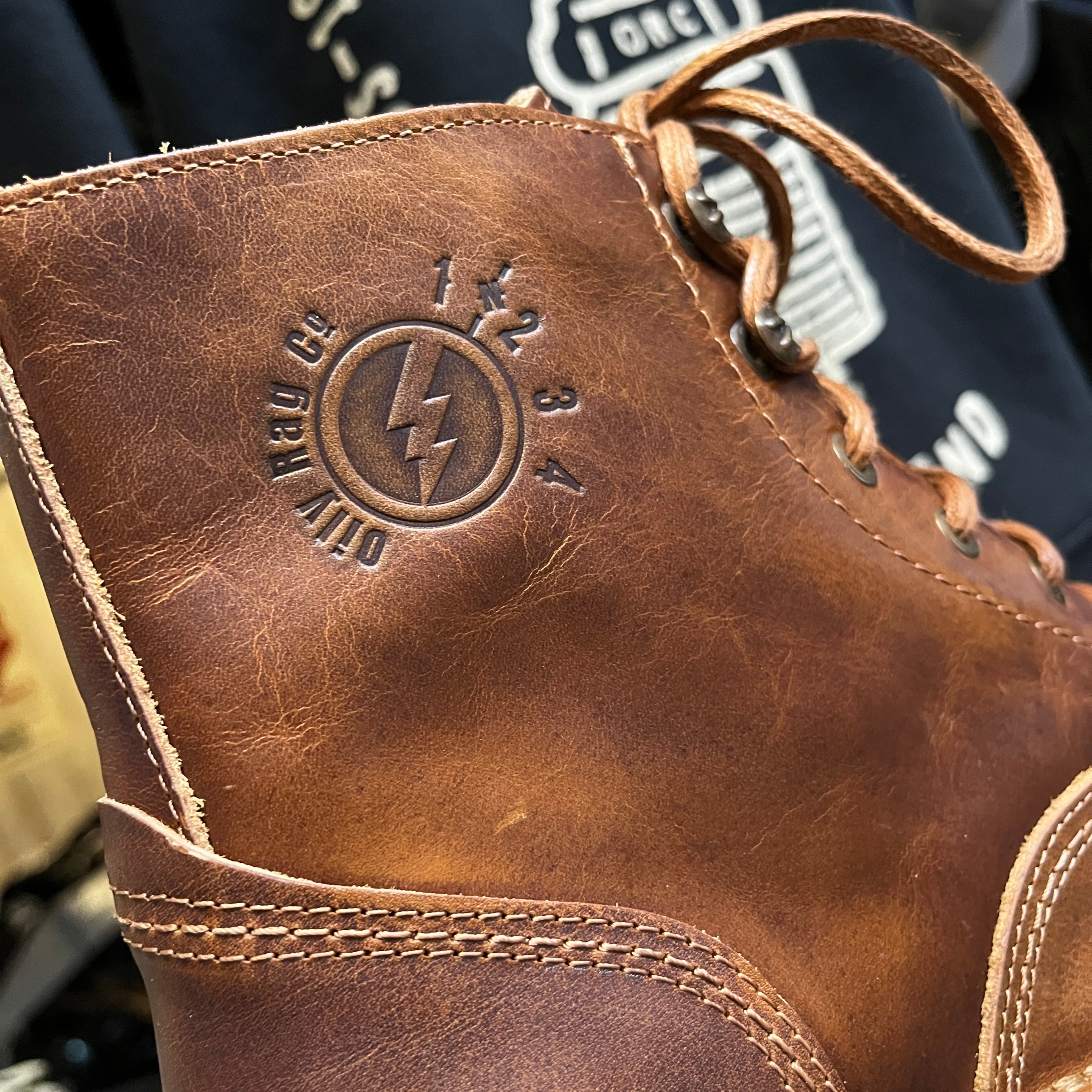 embossed leather, mens boot, high top boot, gear shit, shifter, patrol boot