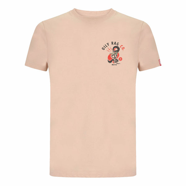 Oily Rag Co Unisex Skull n Snakes T-shirt - Back Print - Pale Pink - Urban Style collection