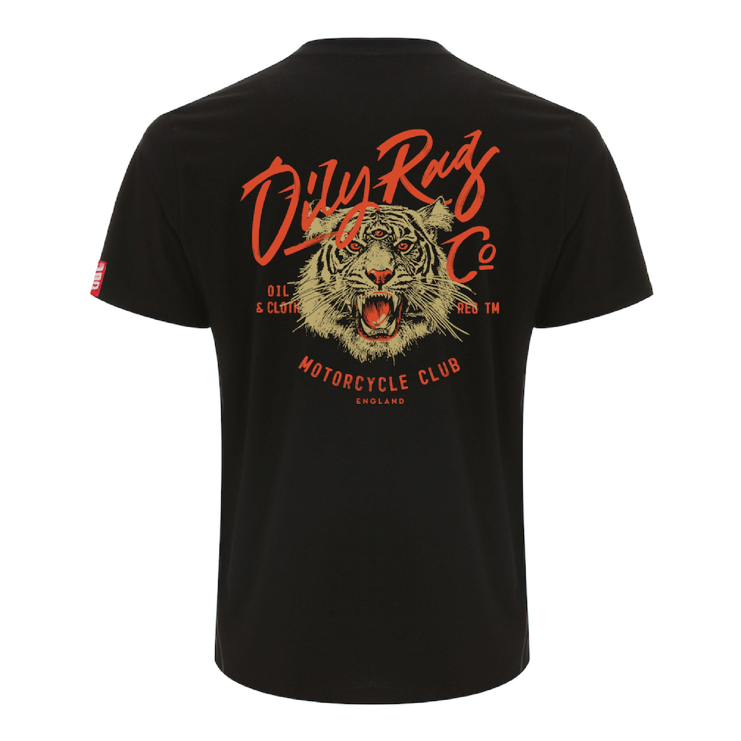 Motorcycle Club Tiger T-shirt - Back Print - Black - Black Label Collection | Oily Rag Co