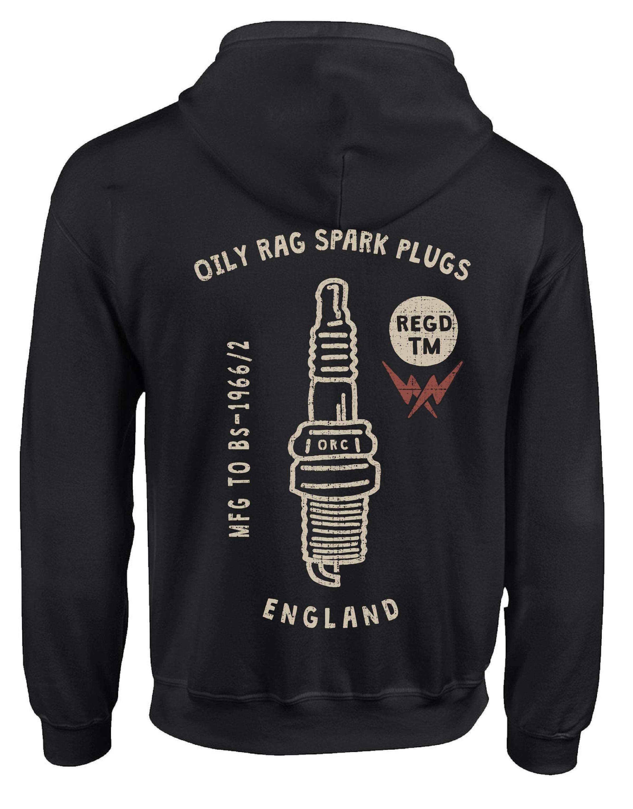 Spark Plug Pullover Hoodie - Back Print - Black