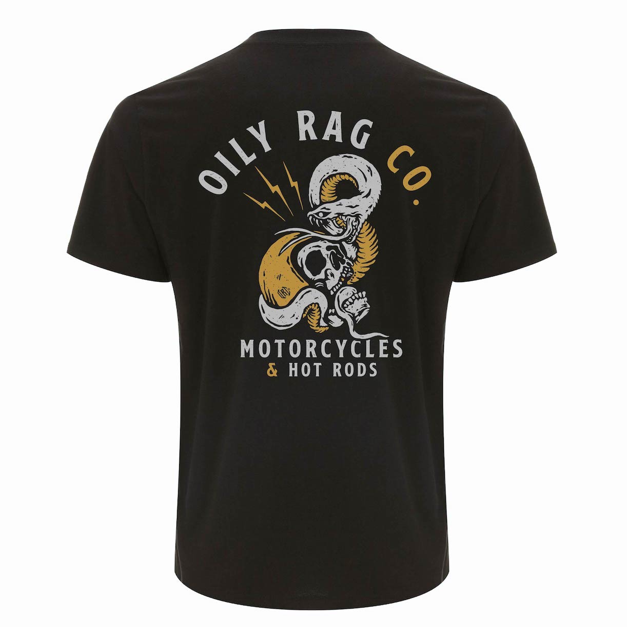 Skull n Snakes T-Shirt - Back Print - Black Label Collection - Graphite | Oily Rag Co