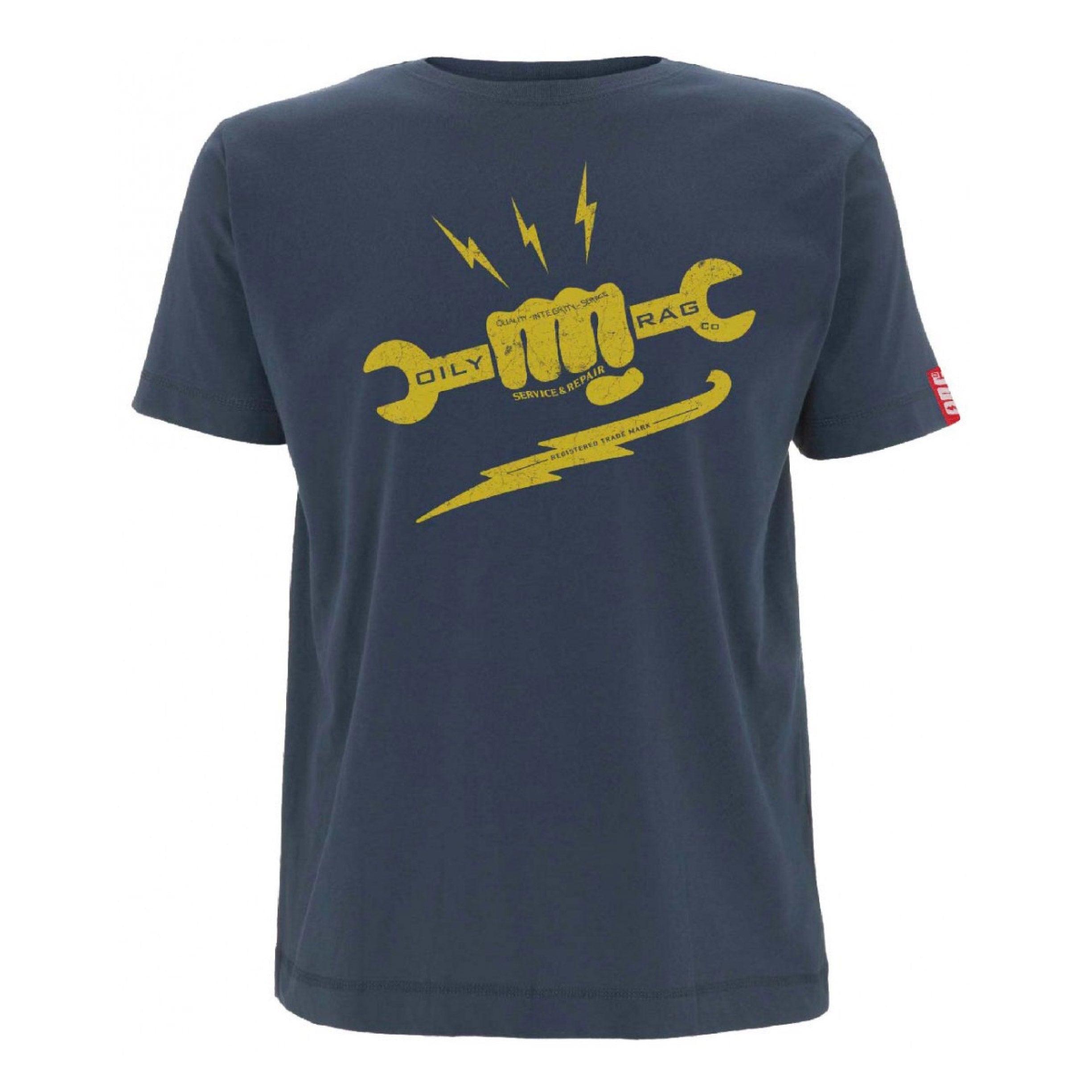 Spanner Fist T-Shirt - Denim Blue - Black Label Collection | Oily Rag Co