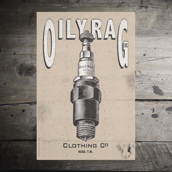 Oily Rag Spark Plug Alloy Sign