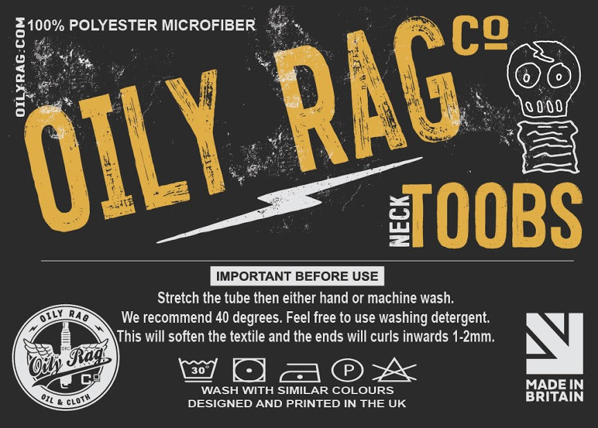 Oily Rag Skull n Snakes TooB - Charcoal/Offwhite/Yellow - Multi-funtional Face Protection.