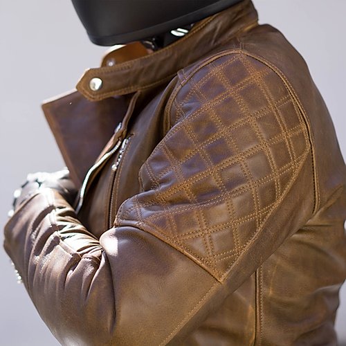 GOLDTOP BOBBER CE Armoured leather mens Jacket in Brown with Knox CE Level 1 shoulder and elbow armour UK FREE POSTAGE