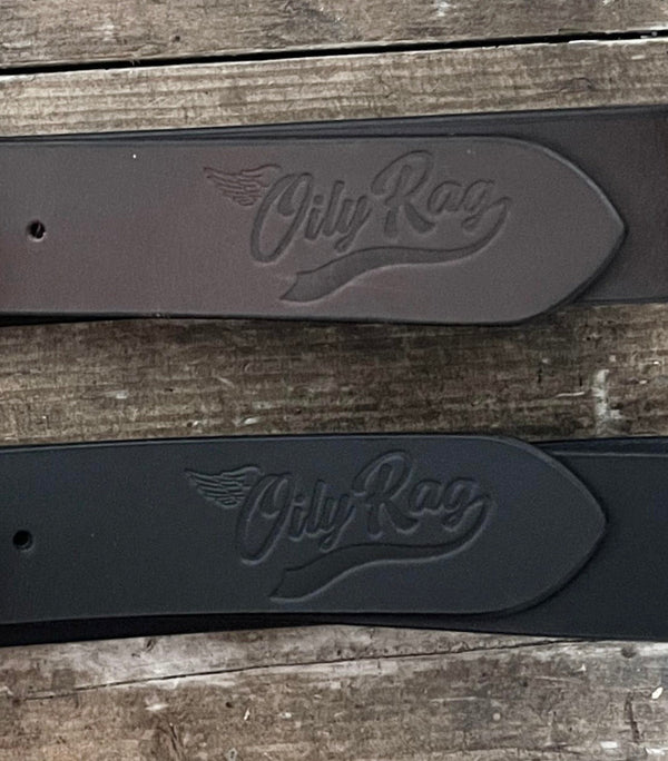 Oily Rag Co Mens Branded Leather Belt - Black Leather