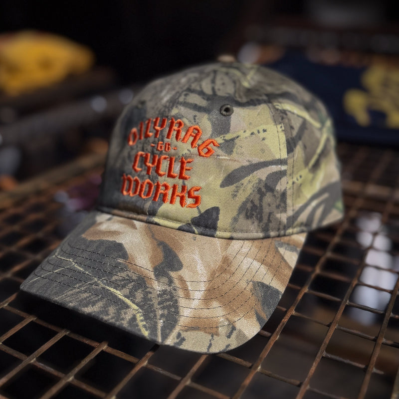 Oily Rag Camo Blackletter Cap - front view