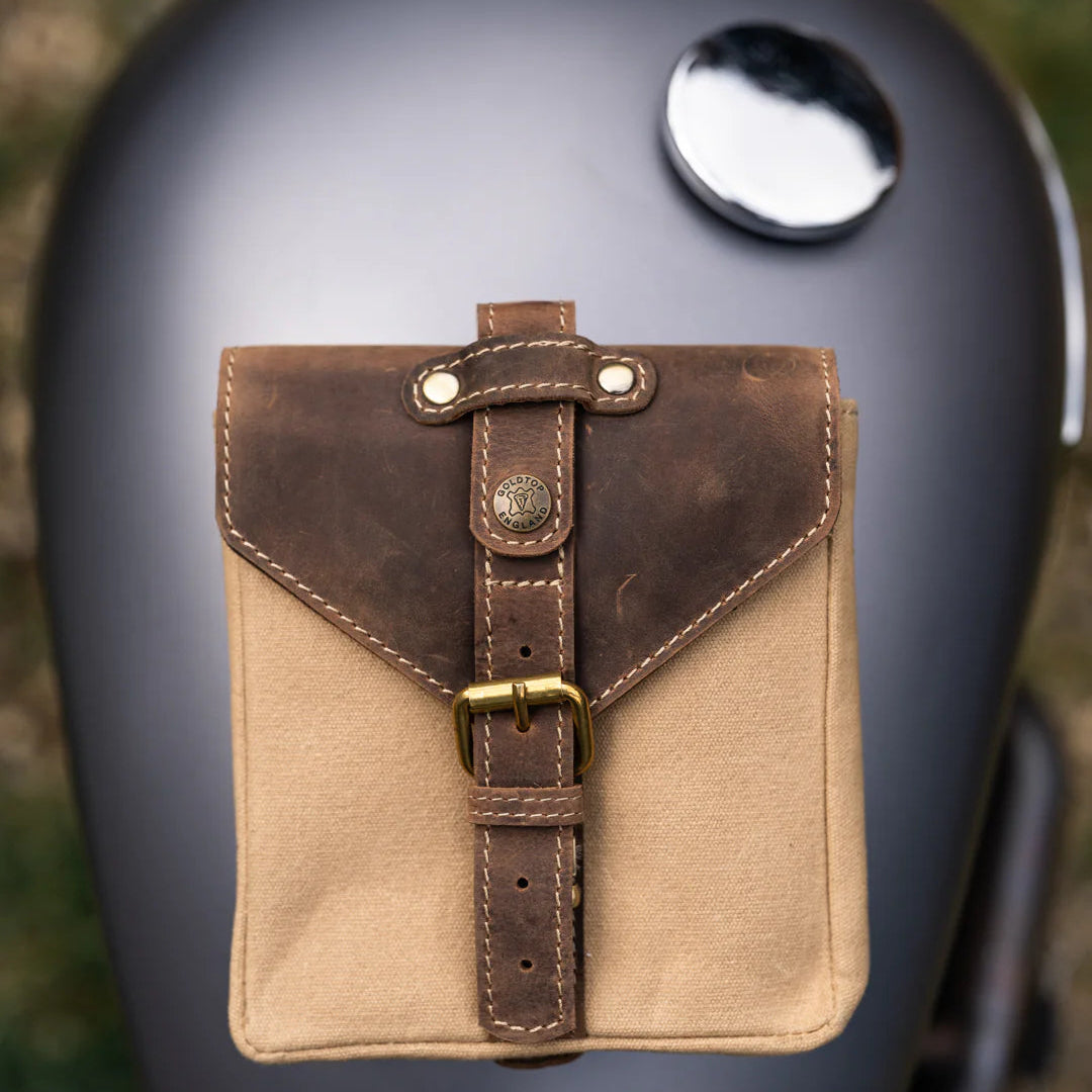 Canvas & Leather Tank Bag - Small - Sahara & Tobacco