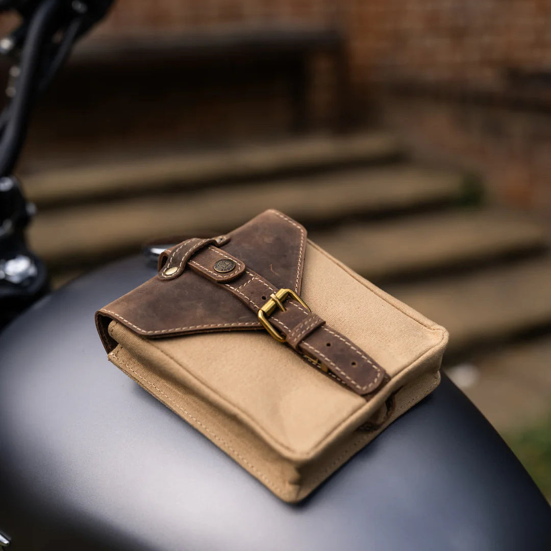 Canvas & Leather Tank Bag - Small - Sahara & Tobacco