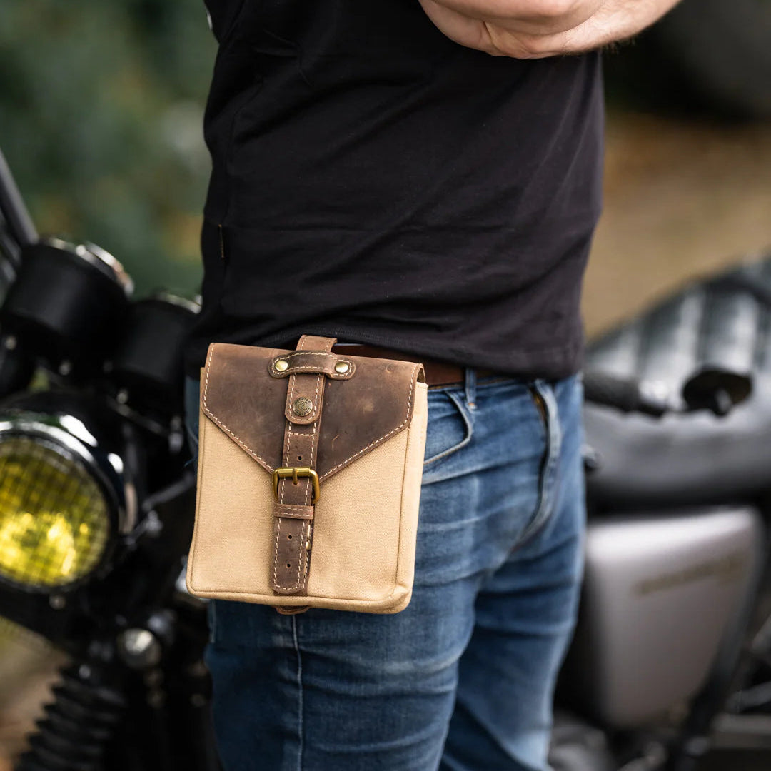 Canvas & Leather Tank Bag - Small - Sahara & Tobacco