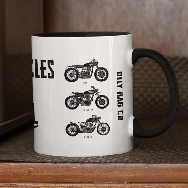 Motorcycles are Cool Mug. Print on 3 sides. + Free coaster