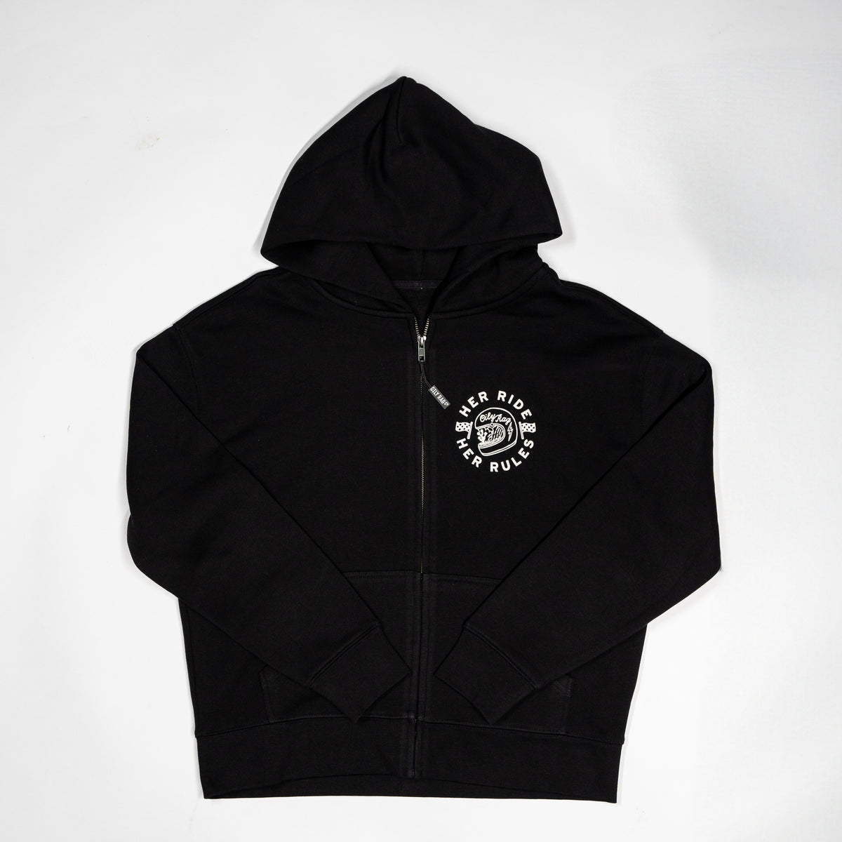 Her Ride Her Rules Zip Hoodie - Black