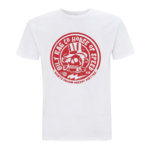 White Tshirt, red graphic print, skull and crossbones, cooton, premium T-shirt, menswear, casual tshirt