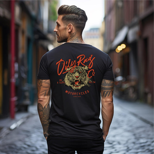 Motorcycle Club Tiger T-shirt - Back Print - Black - Black Label Collection