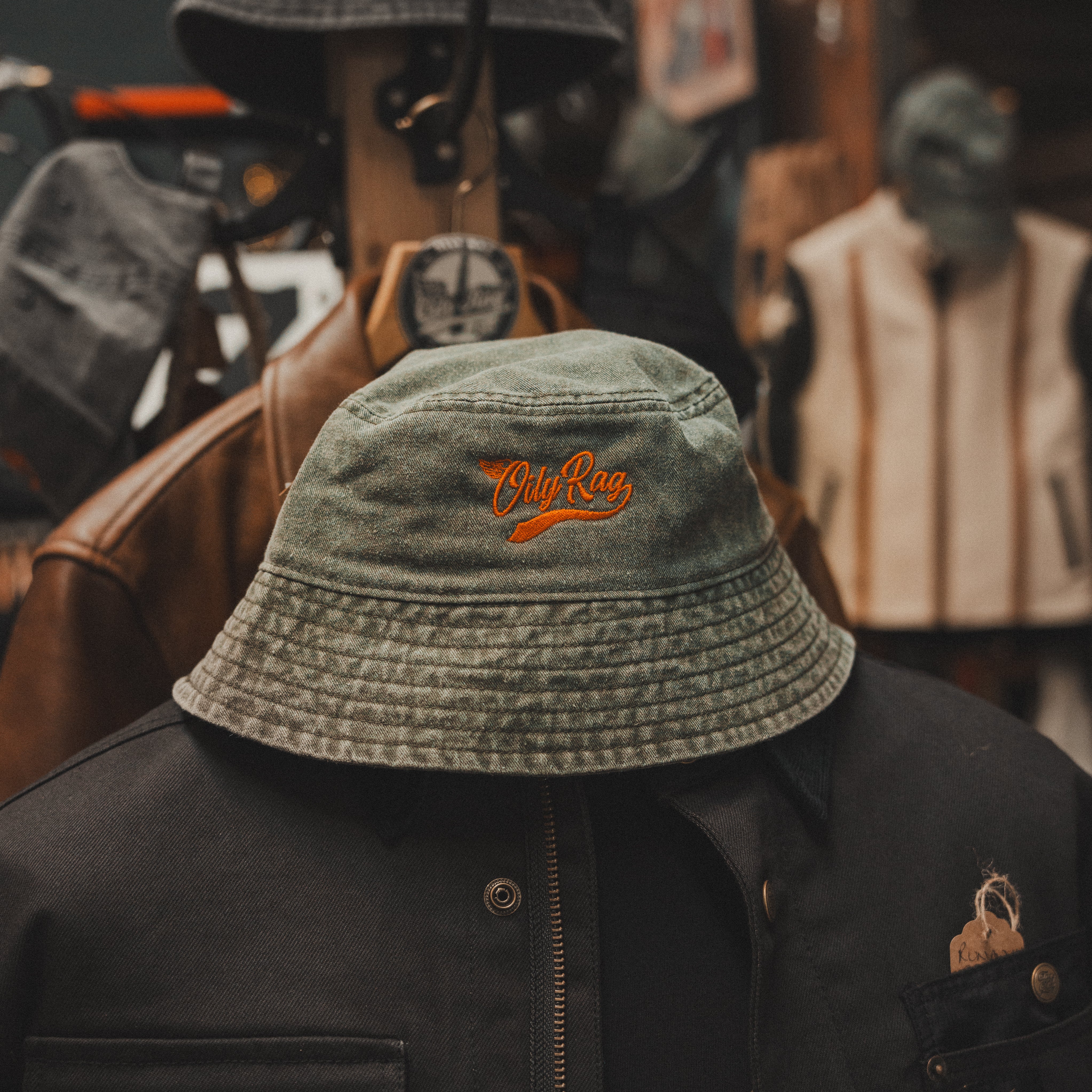 Oily Rag Moto Bucket Hat - Vintage Green