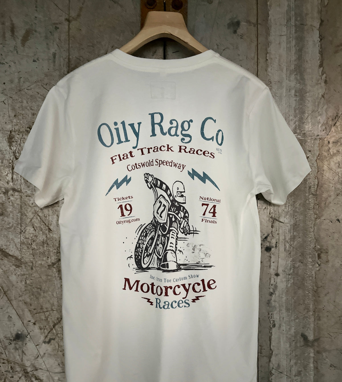 Cotswold Speedway Flat Track T-shirt  - Back Print - Urban Style collection - Off White