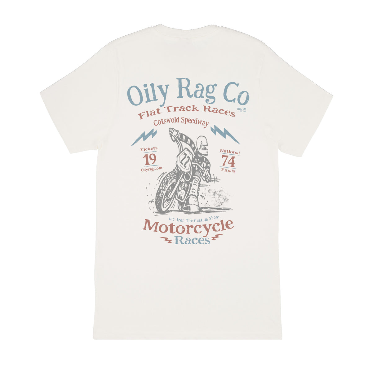 Cotswold Speedway Flat Track T-shirt  - Back Print - Urban Style collection - Off White | Oily Rag Co
