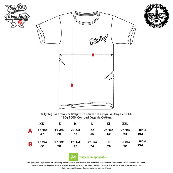 Oily Rag Co Flat Tracker / Speedway T-shirt - Back Print - Off white
