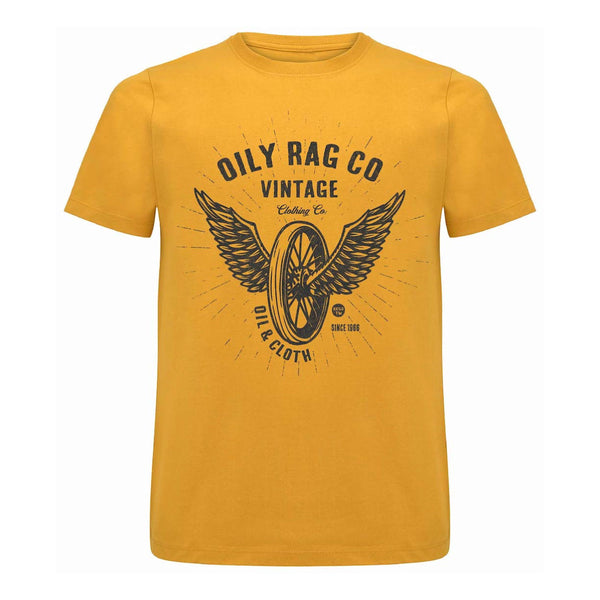 Oily Rag Co Winged Wheel T-shirt - Mustard - Urban Style collection