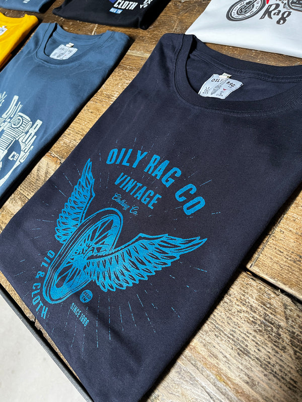 Oily Rag Co Winged Wheel T-shirt - Navy