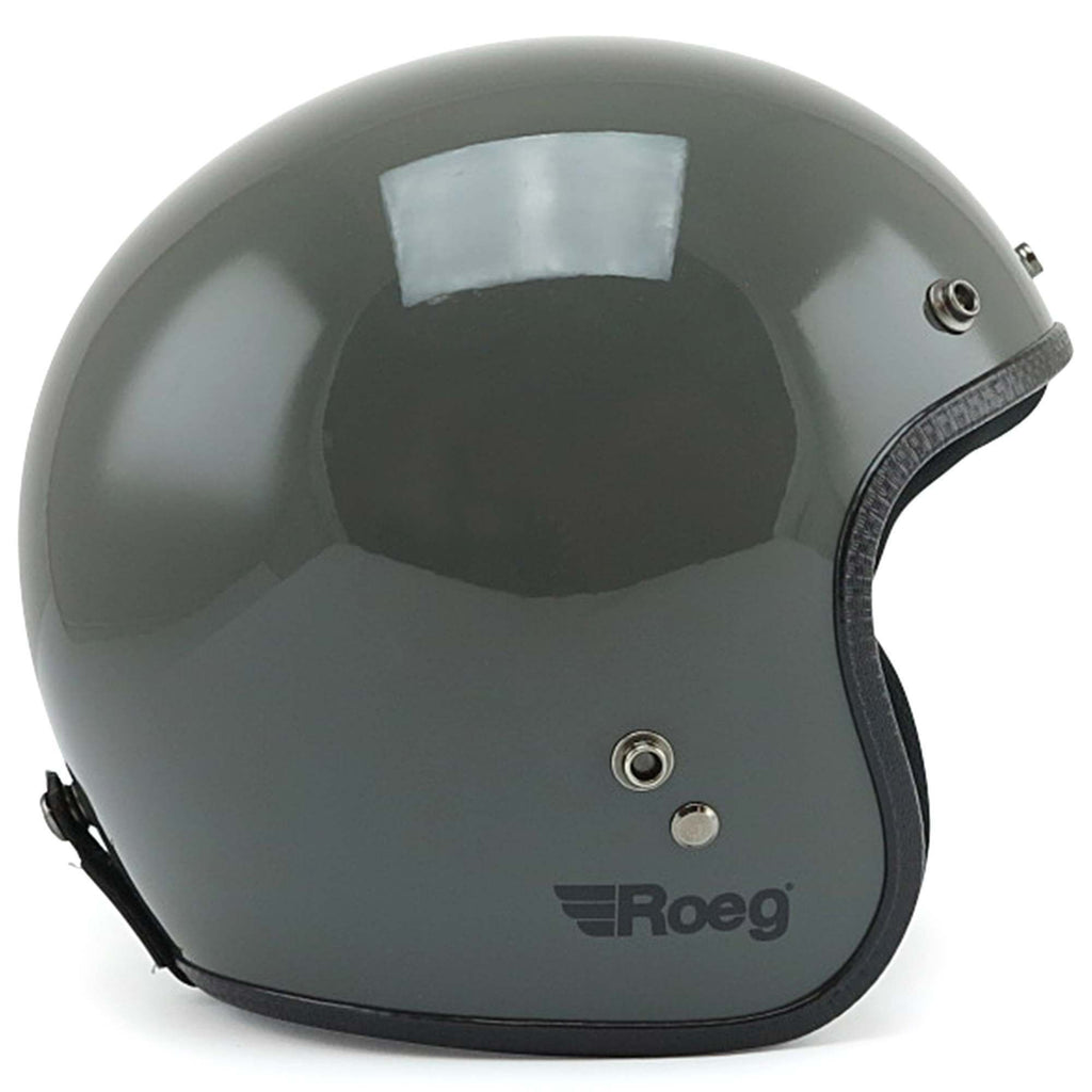 ROEG Jett open face motorcycle helmet. Gloss Slate Grey with peak.