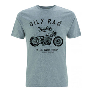 Tee, grey, cotton, motorbike, motorcycle design, biker tshirt
