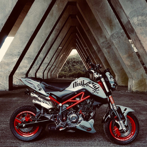 benelli tnt, 125 cc, custom bike, grey, red, motorbike photo