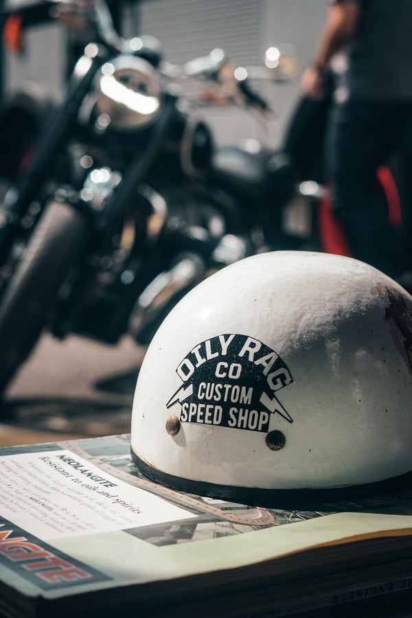 sticker, motorcycle, helmet, white, vintage