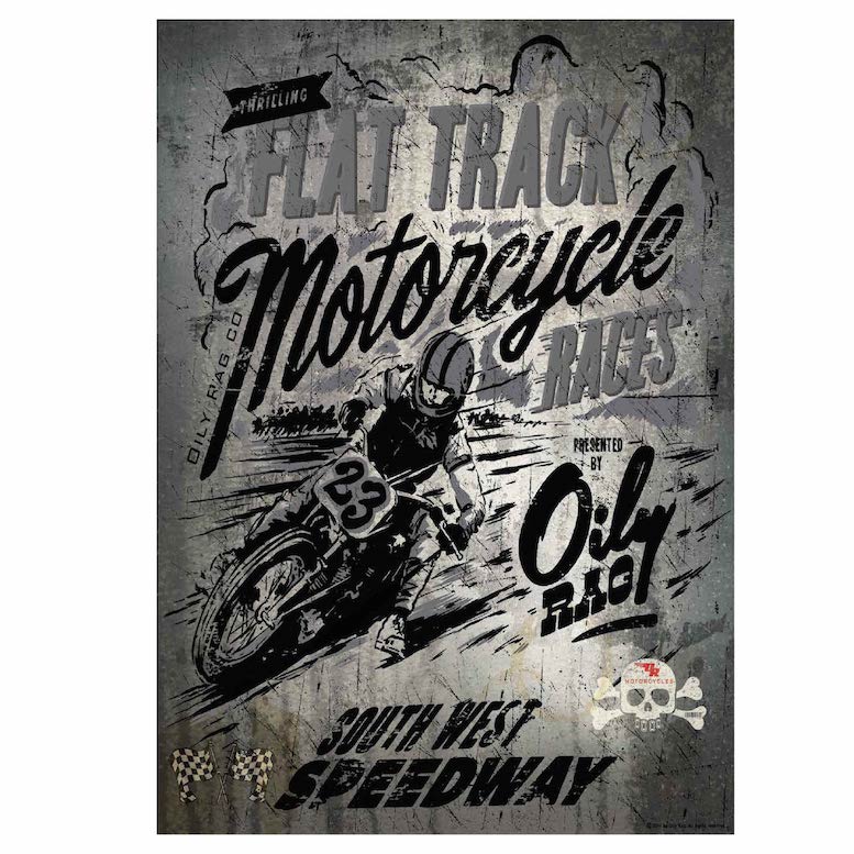 Flat Track Motorcycle Races Poster Print-Size A1 841mm x 594mm
