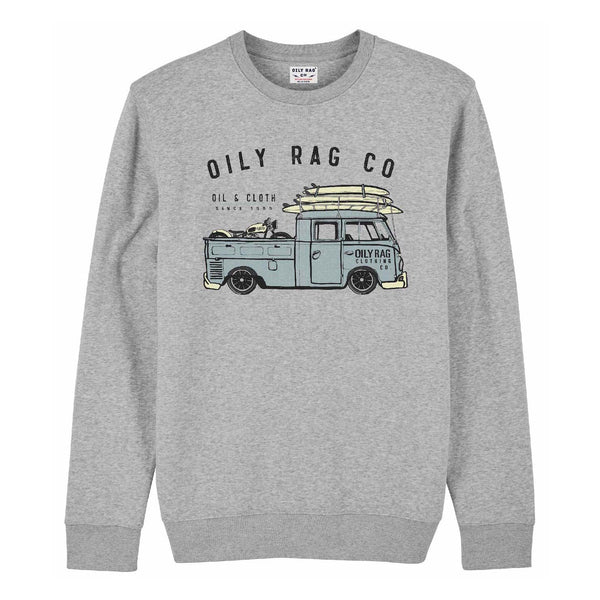 grey sweatshirt, truck, surfboard, motorcycle, mens sweater