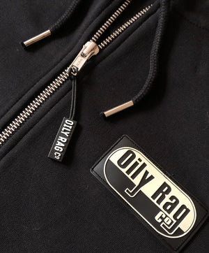 retro hoodie, zip, rubber badge