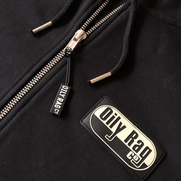 retro hoodie, zip, rubber badge